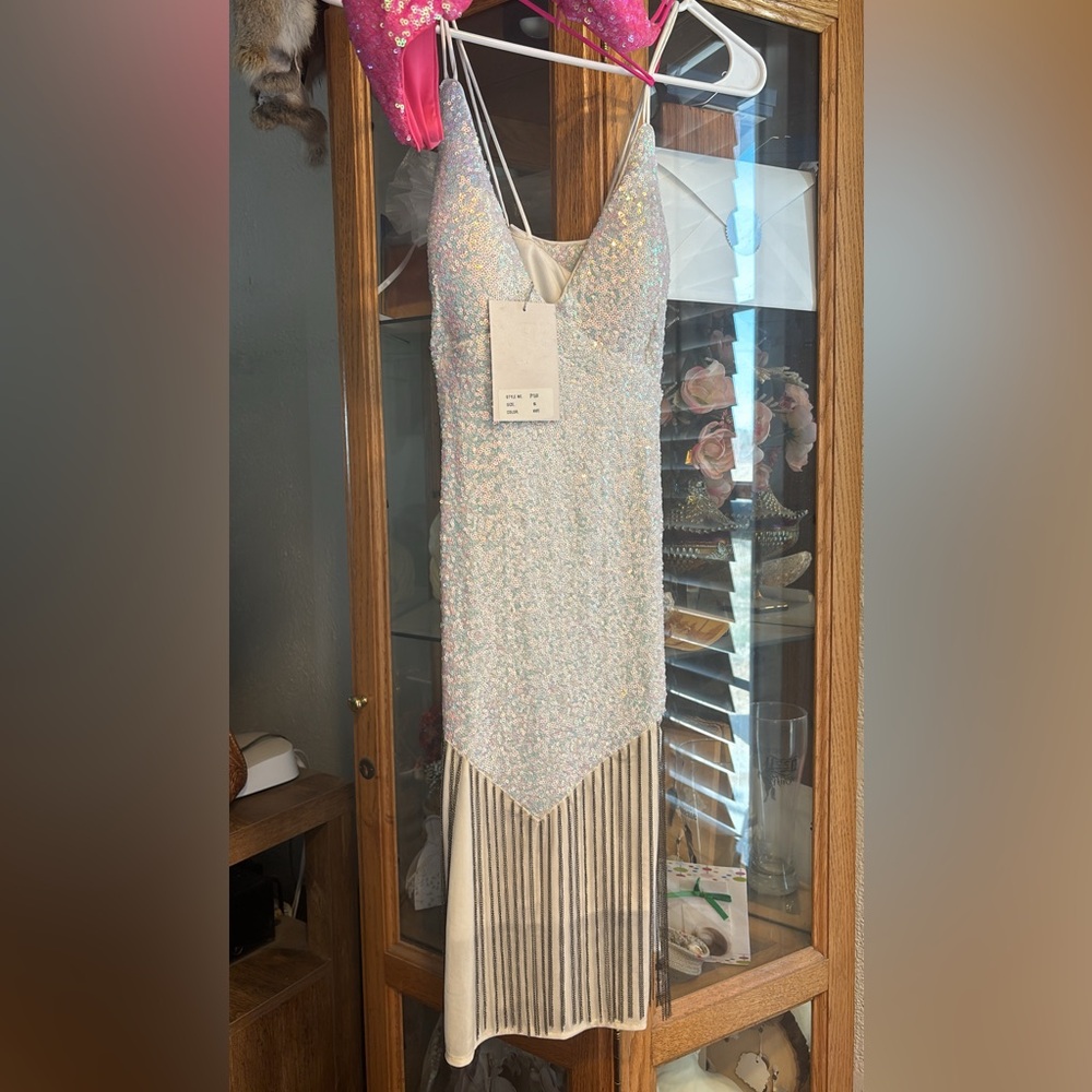 Sequin iridescent Dress with fringe
